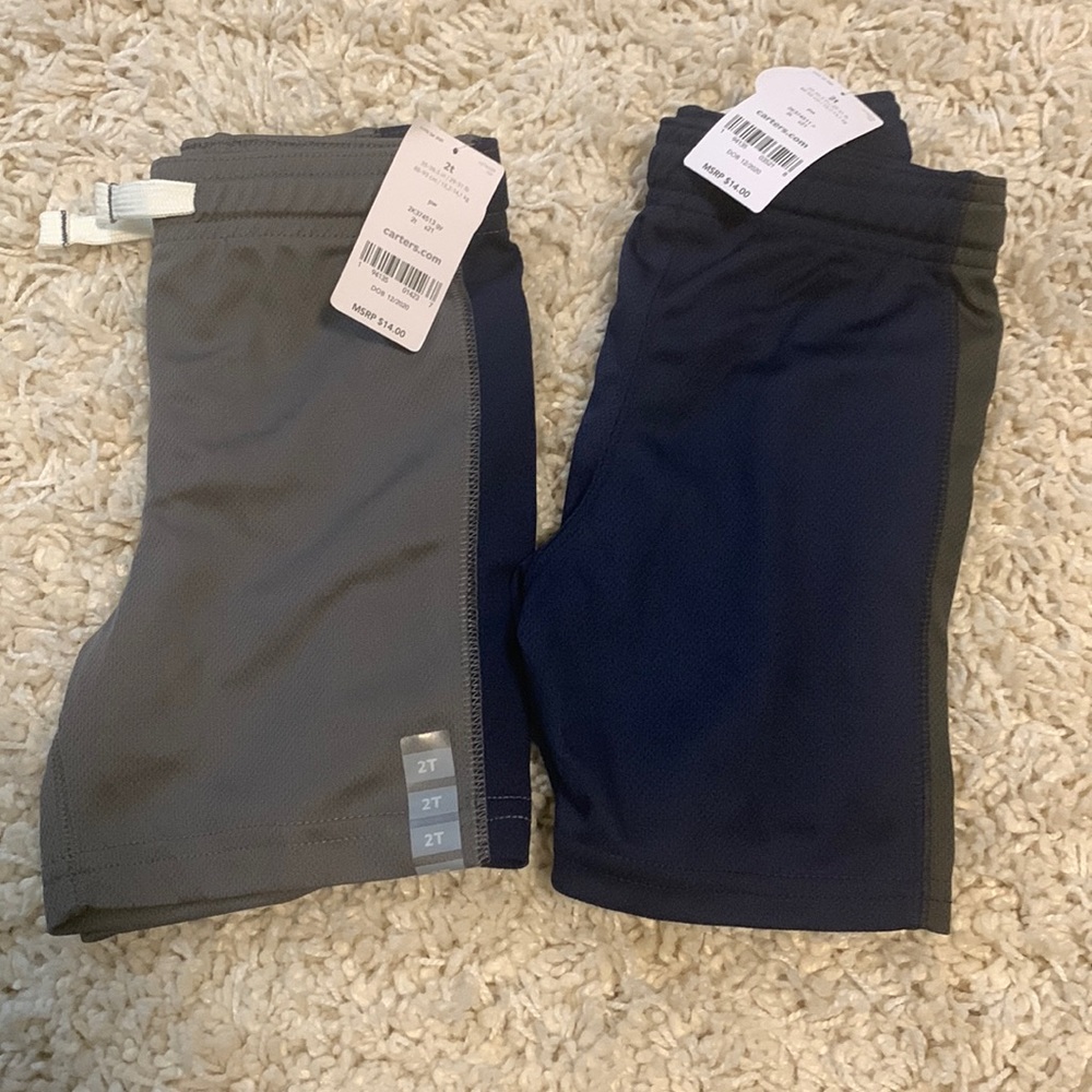 2 X NWT Carter’s Boys Lacrosse Mesh Shorts Navy and Gray Size 2T